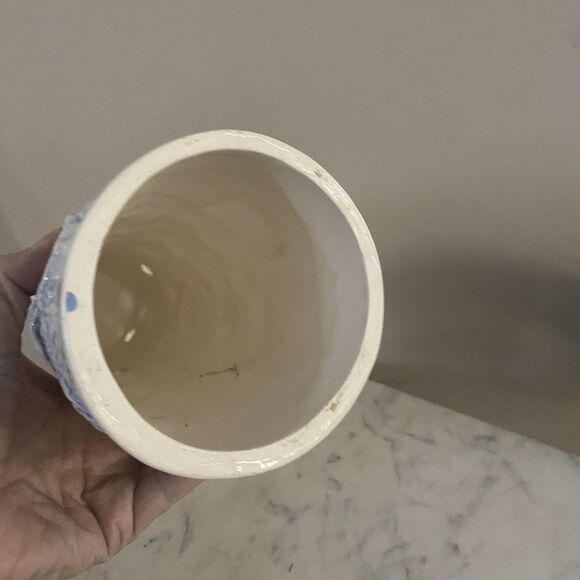 VTG HOLLAND MOLD CERAMIC NIGHT LIGHT Candle Shade NATIVITY SCENE Blue And White - Picture 6 of 6